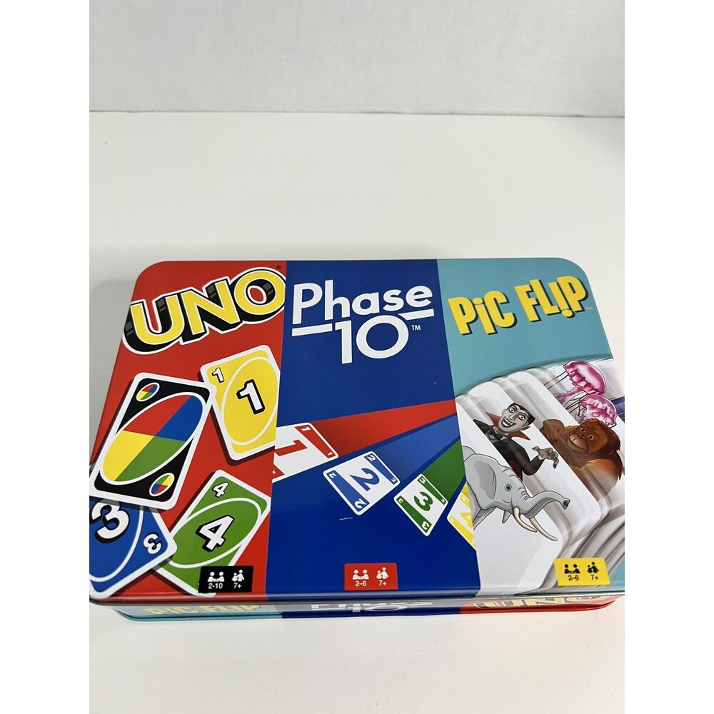 3 Classic Card Games Set w/ Tin Storage Kids Family Game Night Poker Go Fish